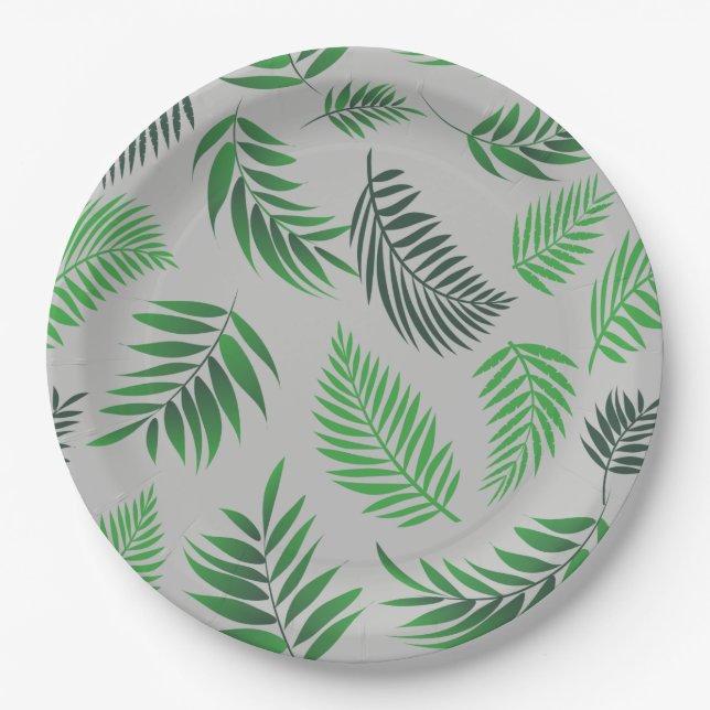 Prato De Papel Padrão de Folhas Tropicais 11 (Frente)