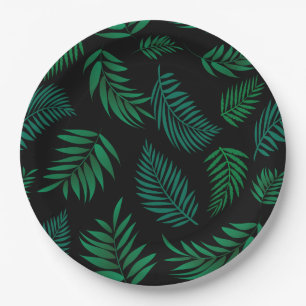 Prato De Papel Padrão de Folhas Tropicais 2