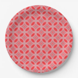 Prato De Papel Padrão de Formulários de Flor Abstrato Vermelho