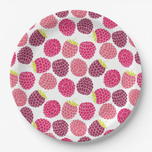 Prato De Papel Padrão de framboesa rosa para o divertimento do v