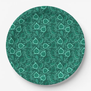 Prato De Papel Padrão de fruta de figo verde e bonito