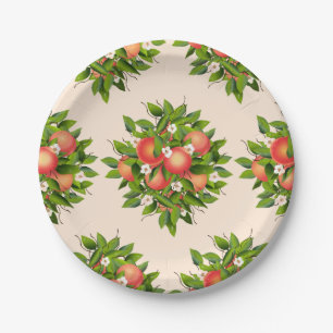 Prato De Papel Padrão de Fruta de Pêssego