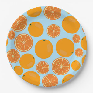 Prato De Papel Padrão de Fruta laranja