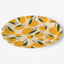 Prato De Papel Padrão de Fruta Mango Summer