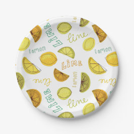 Prato De Papel Padrão de Frutas Zesty de Limão e Lima