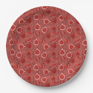 Prato De Papel Padrão de fruto de figo vermelho e bonito