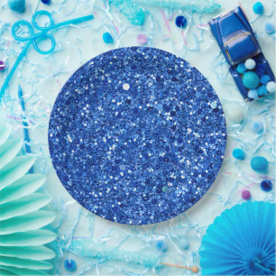 Prato De Papel padrão de fundo azul cintilante