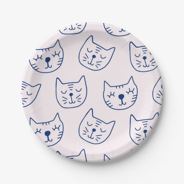 Prato De Papel Padrão de gato (Frente)