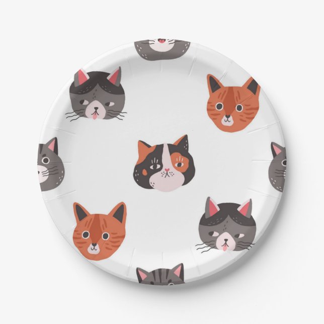 Prato De Papel Padrão de gato (Frente)