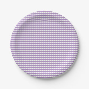 Prato De Papel Padrão de Gingham Roxo