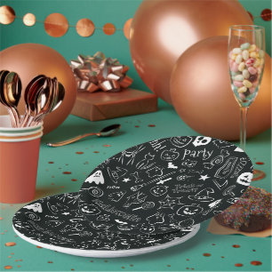 Prato De Papel Padrão de Halloween