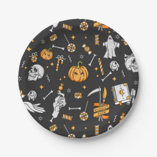 Prato De Papel Padrão de Halloween 2