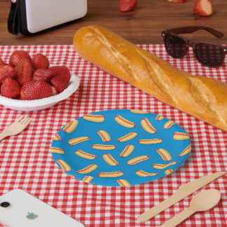 Prato De Papel Padrão de Hotdog de Comida Rápida