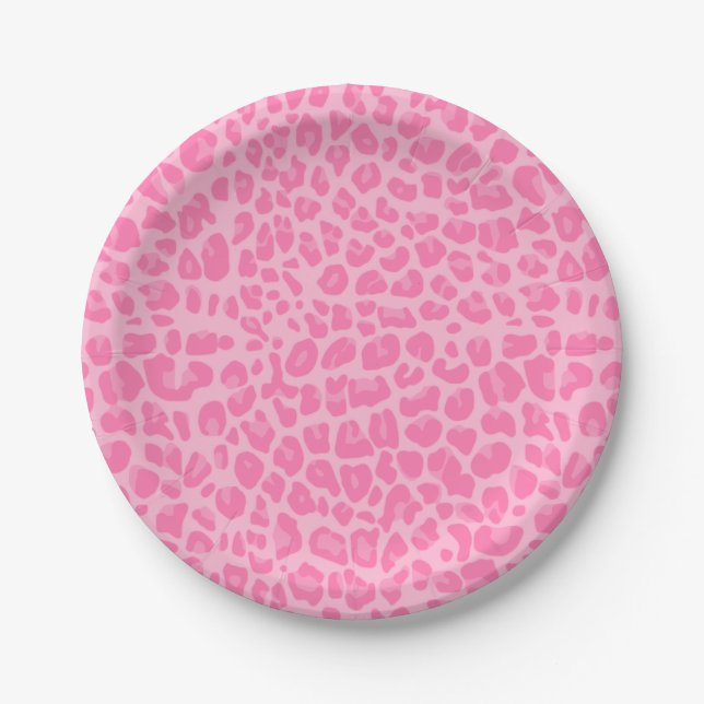 Prato De Papel padrão de impressão de leopardo rosa claro (Frente)