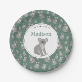 Prato De Papel Padrão de Koala Cute Personalizado