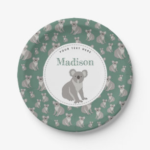 Prato De Papel Padrão de Koala Cute Personalizado