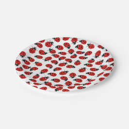 Prato De Papel Padrão de Ladybug Vermelho Cute