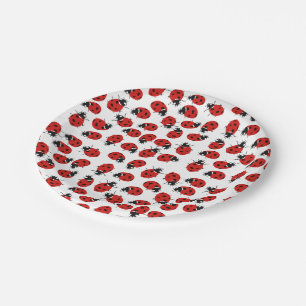 Prato De Papel Padrão de Ladybug Vermelho Cute