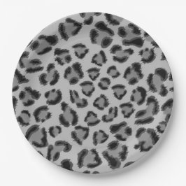 Prato De Papel Padrão de leopardo negro e cinza, padrão de chita