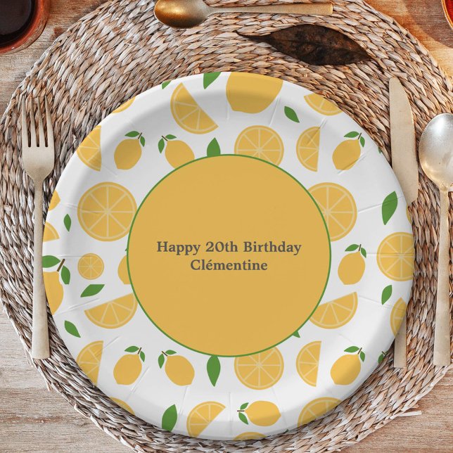 Prato De Papel Padrão de limão (Lemon Pattern Paper Plates)