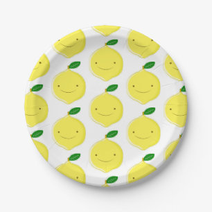 Prato De Papel Padrão de Limão de Desenho Animado Fofo