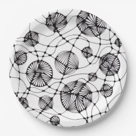Prato De Papel Padrão de Linhas e Círculos Neurográficos Abstrato