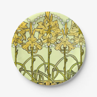 Prato De Papel Padrão de Lírio Art Nouveau Vintage de Alphonse Mu