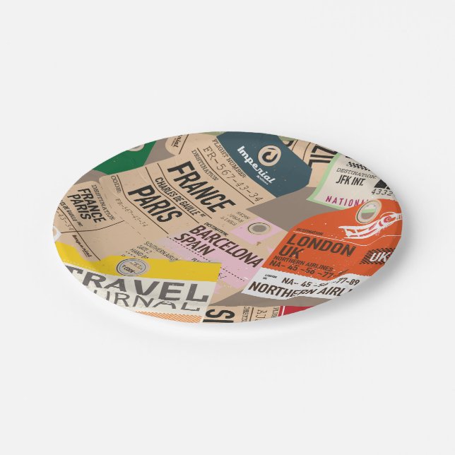 Prato De Papel Padrão de Locais de Viagem (Inclinado)