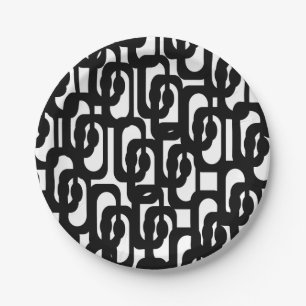 Prato De Papel Padrão de loop preto e branco moderno do Meio sé