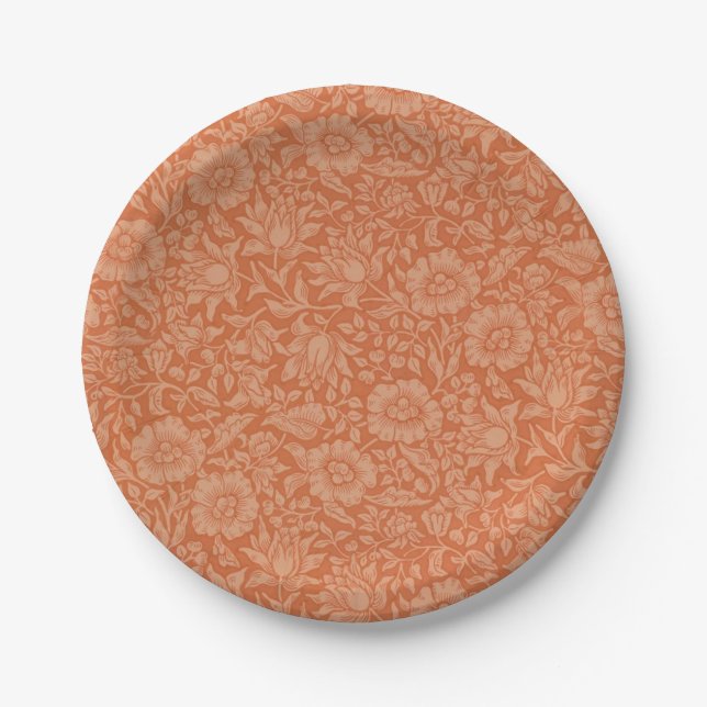 Prato De Papel Padrão de Malva de William Morris: Floral Terracot (Frente)
