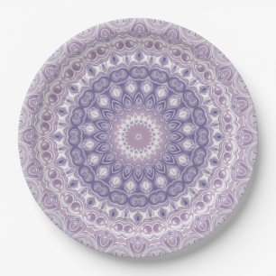 Prato De Papel Padrão de Mandala Lavanda e Lilás