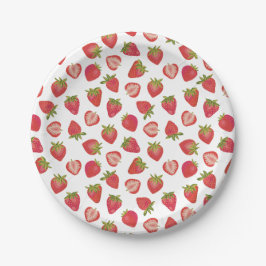 Prato De Papel Padrão de Morango de Fruta de Verão Fofo