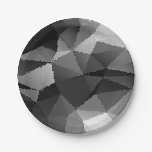 Prato De Papel Padrão de mosaico preto e branco