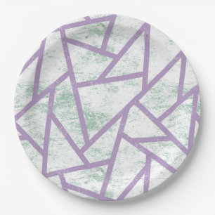 Prato De Papel Padrão de mosaico verde-Lavanda