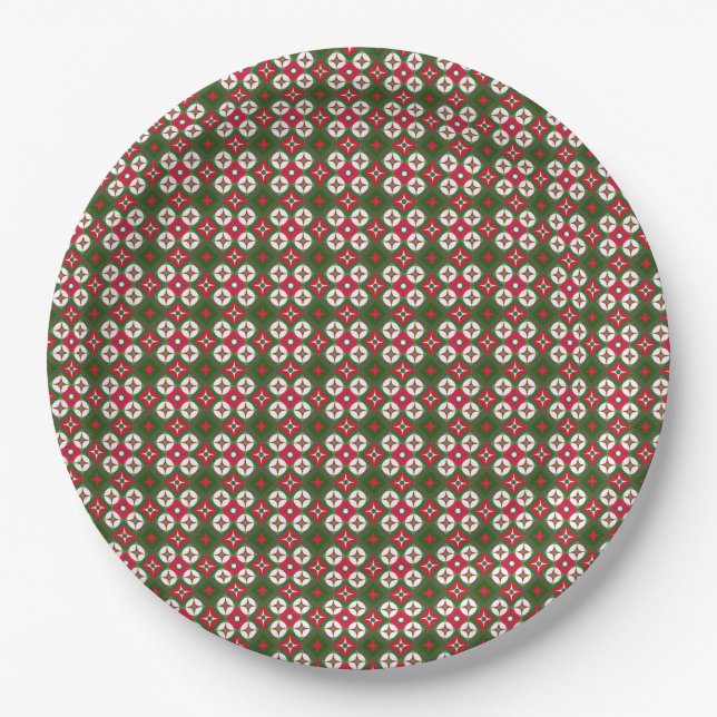 Prato De Papel Padrão de Natal (Frente)
