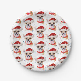 Prato De Papel Padrão de Natal de Cachorro Chihuahua Fofo