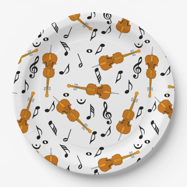 Prato De Papel Padrão de Nota de Música Cello (Frente)