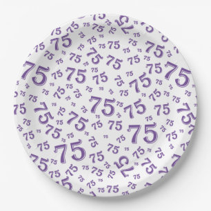 Prato De Papel Padrão de número aleatório de 75 partidos Roxo/Bra