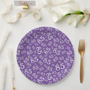 Prato De Papel Padrão de Número Aleatório do 85º Partido Roxo/Bra