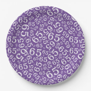 Prato De Papel Padrão de Número Aleatório Roxo/Branco 65