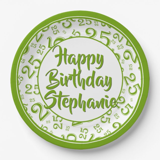 Prato De Papel Padrão de Números Aleatórios de 25 (Frente)