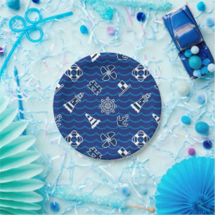 Prato De Papel Padrão de Ondas Náuticas Curtas