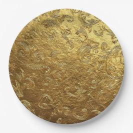Prato De Papel Padrão de ornamento dourado