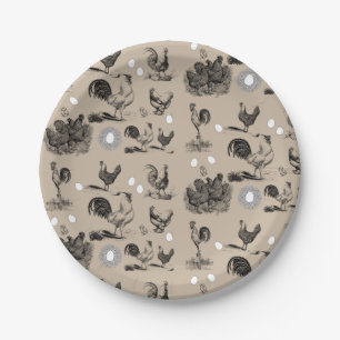 Prato De Papel Padrão De Ovo De Galinha De Vintage Country