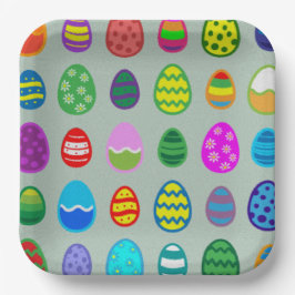 Prato De Papel Padrão de ovo de Páscoa colorido e bonito
