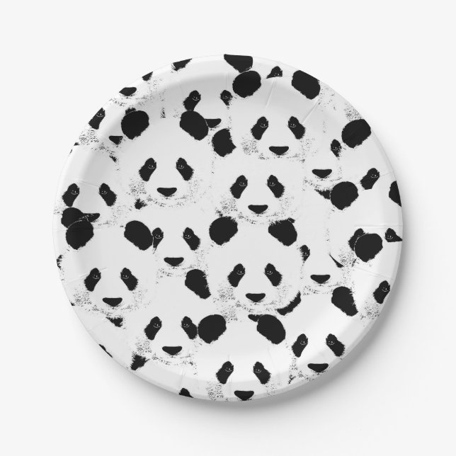 Prato De Papel Padrão de Panda (Frente)