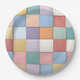 Prato De Papel Padrão de parede do Azulejo Pastel abstrato