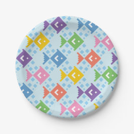 Prato De Papel Padrão de Peixes Coloridos no Oceano