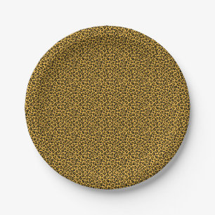Prato De Papel Padrão de pele de leopardo preto marrom