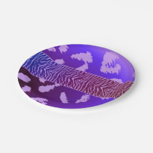 Prato De Papel Padrão de Pelo de Animal Selvagem Roxo
